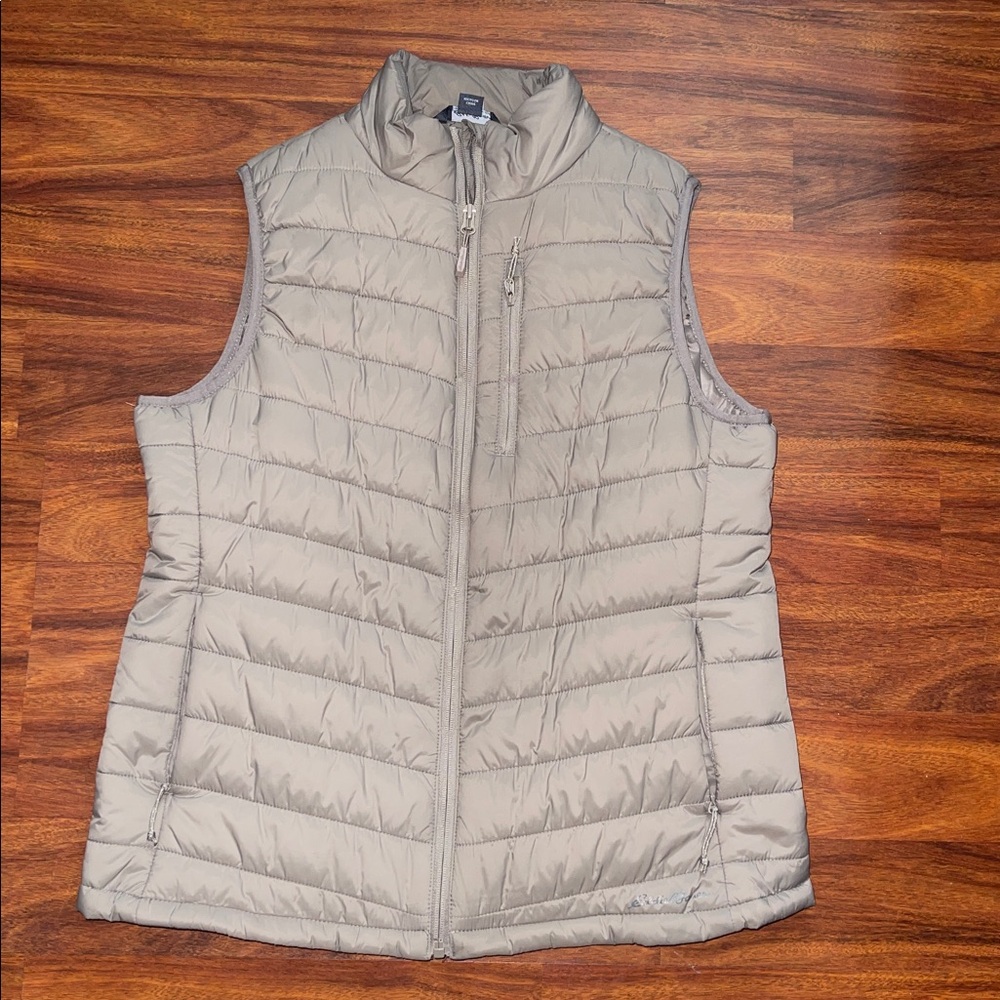 Womens Eddie Bauer Taupe Quilted Vest